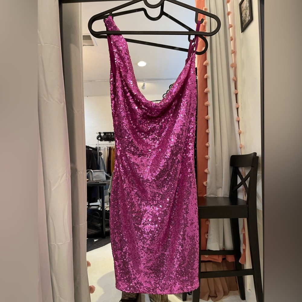 Hello Molly Pink Sequin Mini Dress Size Small